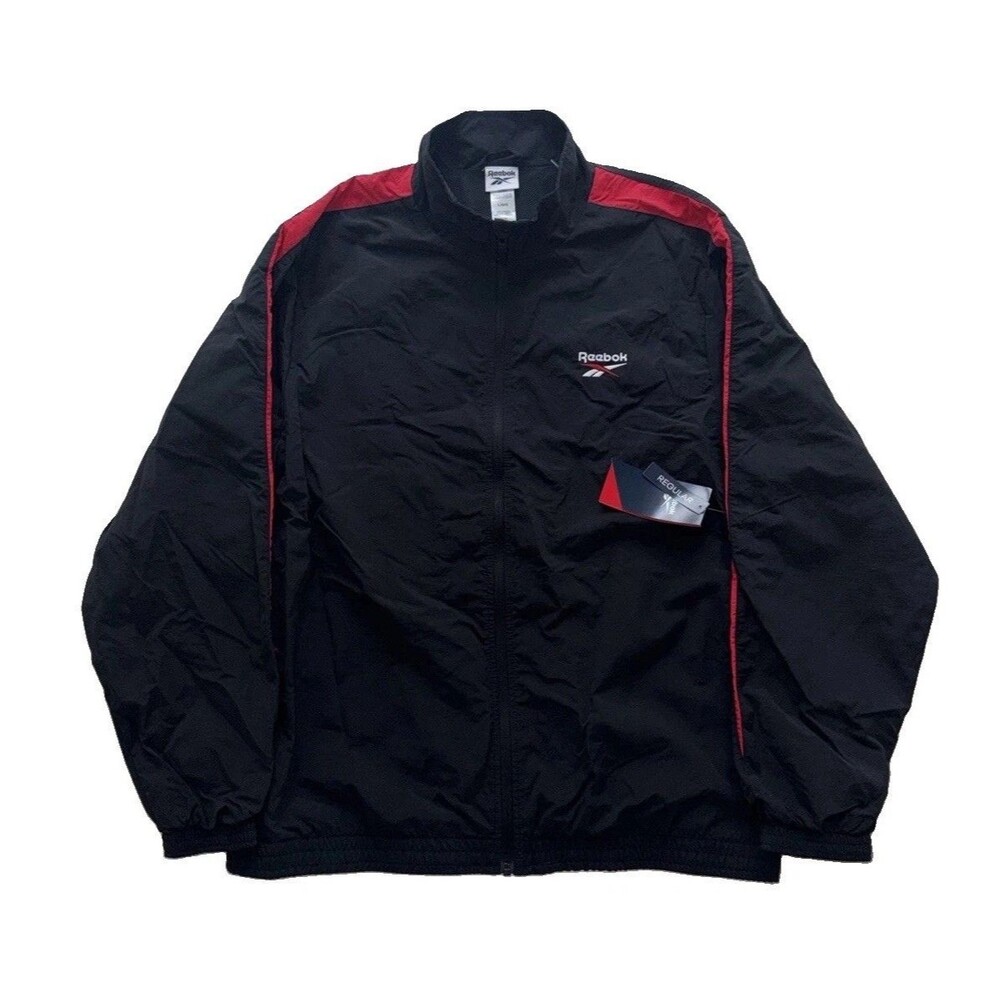 New Reebok Men's Size Large Classics Vector Cross Check Track Jacket Black/Red